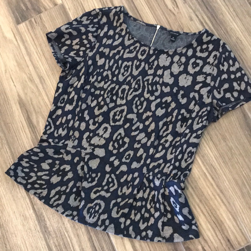 Ann Taylor leopard print peplum blouse; EUC